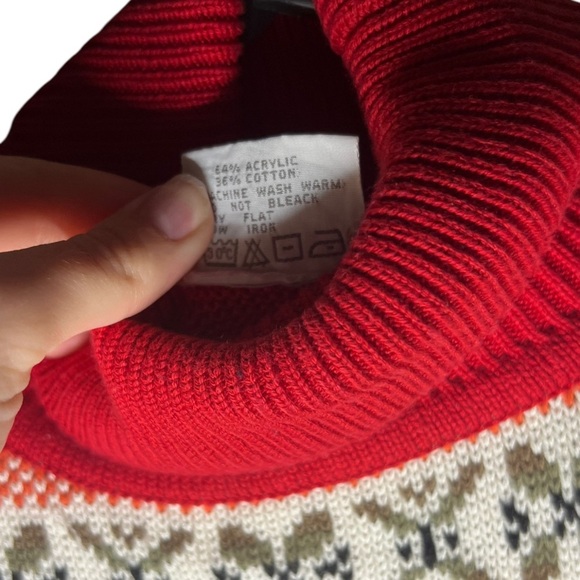 Vintage Fair Isle Knit Sweater Red & Yellow Small - Picture 4 of 5